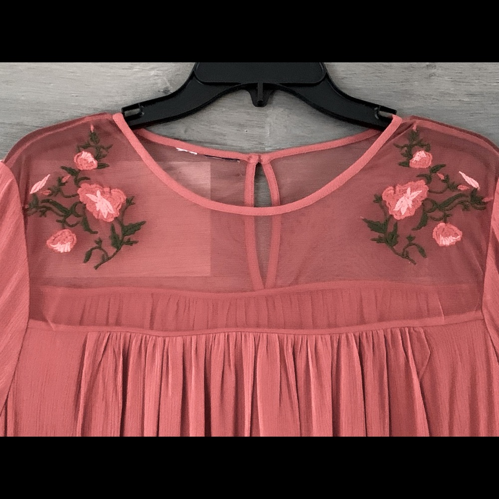 Terracotta baby doll style dress.